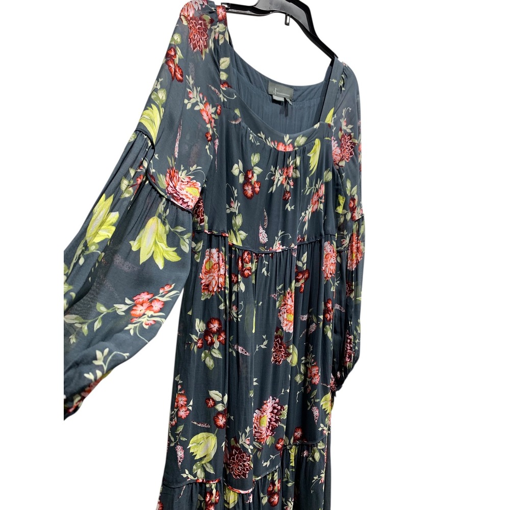 Anthropologie Evelin Maxi Dress Long Puff Sleeve Tiered Square Neck Womens M - Picture 4 of 10